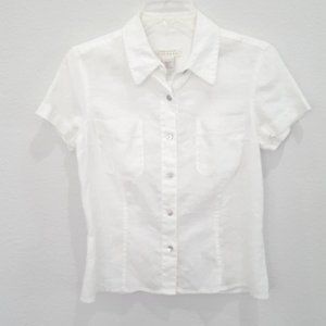 Express Button Down White Linen Shirt